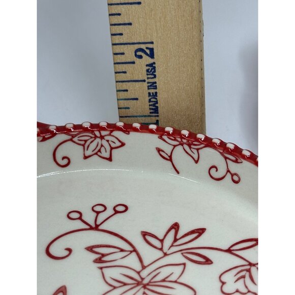 Temp-tations by Tara Red Floral Lace Round Baking Dish Set of 2 Vintage Ramekins - Picture 6 of 9